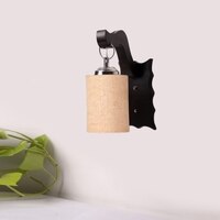 Devansh Solid Wood Electric Wall Light in Brown Colour with Beige Shade Count of 1 Light
