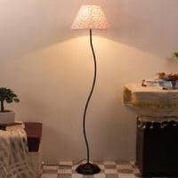 Calvin Multicolour Fabric Floor Lamp with Black Iron Base