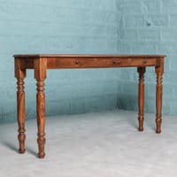 Aangan Solid Wood Console Table with 3 Drawer Storage in Honey Oak Finish 122 cm