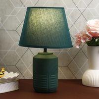 Desk Lamp Blue Carved Base with Modern Shade