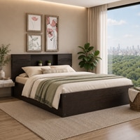 Aegiale Engineered Wood Queen  Size Bed With Drawer Storage (Melamine Finish)