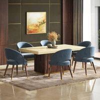 Gabriele Onex 6 Seater Dining Table With Set Of 6 Celia Accent Dining Chairs