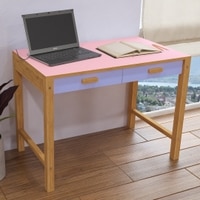 Exotica Kids Solid Wood Study Desk with Drawers and Wooden Handles in English Pink Persian Lilac Colour