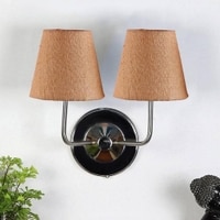 Blaire Dual Off White Cotton Wall Mounted Lamp with Steel Base