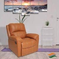 Spino Leatherette One Seater Manual Recliner in Tan Colour