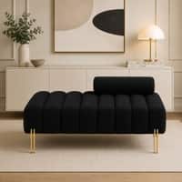 Doe Buck Luxury Boucle Accent Lounge Chair in Black Colour with Gold Metal Legs