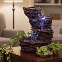 Wine Fiber Glass Rock Carvern Indoor Water Fountain
