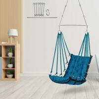 Swingzy Soft Leather Velvet Hanging Swing Chair for Adults Cotton Blue