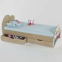 Cloud Tails Engineered Wood Drawer Storage Bed in Oak Colour