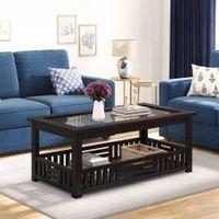 Renesme Rectangular Solid Wood Coffee Table In Mahogany Finish