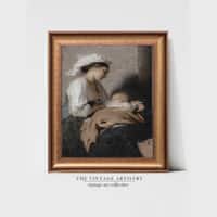 Artistry Black White Mother Child Printed Framed Canvas Canvas Wall Prints Set of 1 Multicolor Matte