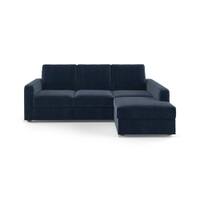 Apollo Compact Sofa (Colour : Sea Port Blue Velvet, Cushion : Hard, Back Type : Regular, Seating Capacity : Right Aligned 2 Seater + Right Aligned Chaise)