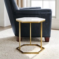 Hexagon Metal Side Table in Gold Colour