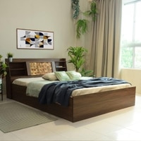 Timber Engineered Wood Queen  Size Bed With Box Storage (Walnut Finish)