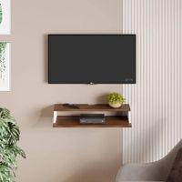 Maisy Engineering Wood Wall Mount TV Entertainment Unit Set Top Box Stand/TV Cabinet with Shelves for Books & Décor Display Unit Bed Living Room Upto 42 Inches (Brown Maple & White)