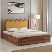 Tavora Sheesham Wood King Size Bed With Box Storage In Provincial Teak Finish