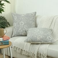 Botanical Garden Set Of 2 Cushion Cover With Grey Colour
