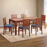 Atlas Crest Storage Solid Wood 6 Seater Dining Table With Atlas Dining Chairs Set
