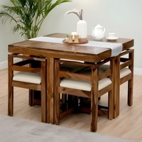 Kingston Sheesham Wood Accent 4 Seater Dining Table Set