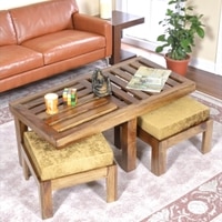 Irish Sheesham Wood 2 Seater Coffee Table Set In Teak Finish