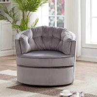 Marius Swivel Solid Wood Round Chair in Grey Colour