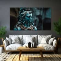 The Castle Decor Lord Shiva Wall Painting Wooden Framed 27x48 Inch (Style 7)