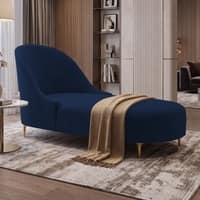 Alkano Velvet Chaise Lounger in Navy Blue Color