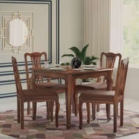 Samuel Solid Wood 4 Seater Dining set in Urban Teak Finish