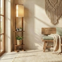 Biped Beige Jute Floor Lamp with Beige Jute Base
