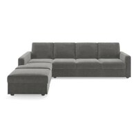 Apollo Compact Fabric Sectional Compact Sofa (Colour : Ash Grey Velvet, Cushion : Soft, Back Type : Regular, Seating Capacity : Left Aligned 3 Seater + Left Aligned Chaise)