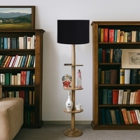 Devansh Shelf Wooden Floor Lamp