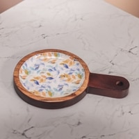 Ireka Home Leaf Me Alone Wooden Serving Board with Enamel