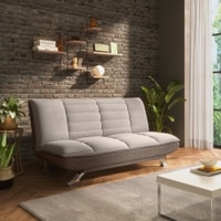 Edo 3 Seater Click Clack Sofa Cum Bed In Dual Tone Shitake Beige And Dachshund Brown Colour