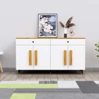 Hexa Red Multipurpose Storage Cabinet With 2 Drawer 4 Door in Giant Wood And Frosty White Colour