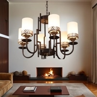 Eliante White Glass Chandelier, 6 Light, Mild Steel And Glass, Modern Hanging Ceiling Fixture