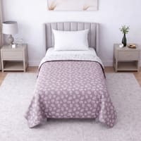 White And Purple Floral Cotton 400 Tc Reversible Single Bed Dohar 240 X160 Cm