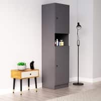 Hexa Red Wooden 2 Door Wardrobe with Hanging Space in Slate Grey Colour