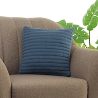 Stripes Steel Blue Quilted Knitted Cushion Cover  16X16 Inches
