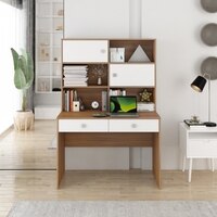 Albert Study Table Exotic Teak & Frosty White