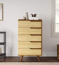 DCanape Ivy 5 Drawer Engineering Wood Utility Unit Columbian Walnut Brent Wood Teak
