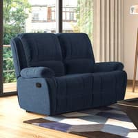 Lebowski Fabric Two Seater Manual Recliner in Cobalt Fabric Colour