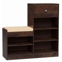 Orion Solid Wood Shoe Rack in Walnut Finish