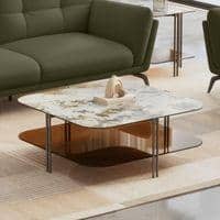 Paloma Square Marble Coffee Table in  Saturn Spanish Ceramic  Finish