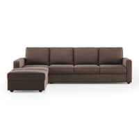 Apollo Compact Sofa (Colour : Daschund Brown, Cushion : Hard, Back Type : Regular, Seating Capacity : Left Aligned 3 Seater + Left Aligned Chaise + Ottoman)