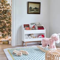 Mid Century Toy Dump with Bookrack Acron White
