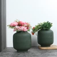 Textured Flower Pot Set Of 2 In Green Colour