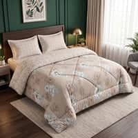 Orange Floral 4 Pcs Comforter set with Queen size bedsheet + 2 Pillow covers