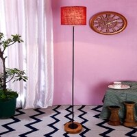 Estelle Maroon Cotton Shade Floor Lamp