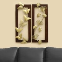 W-Alena Abstract Metal Wall Decor in Gold Set of 2