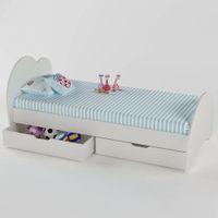 Cloud Tails Engineered Wood Drawer Storage Bed in White Colour